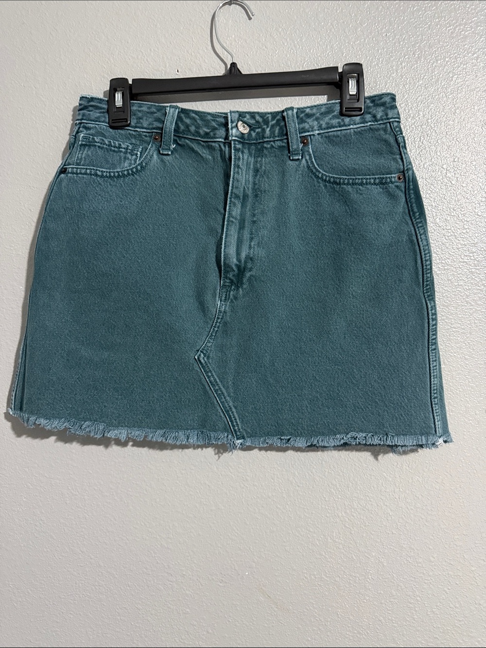 Abercrombie & Fitch Teal Green Denim Mini Skirt